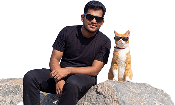 Satya Sai Nagubathula with cat